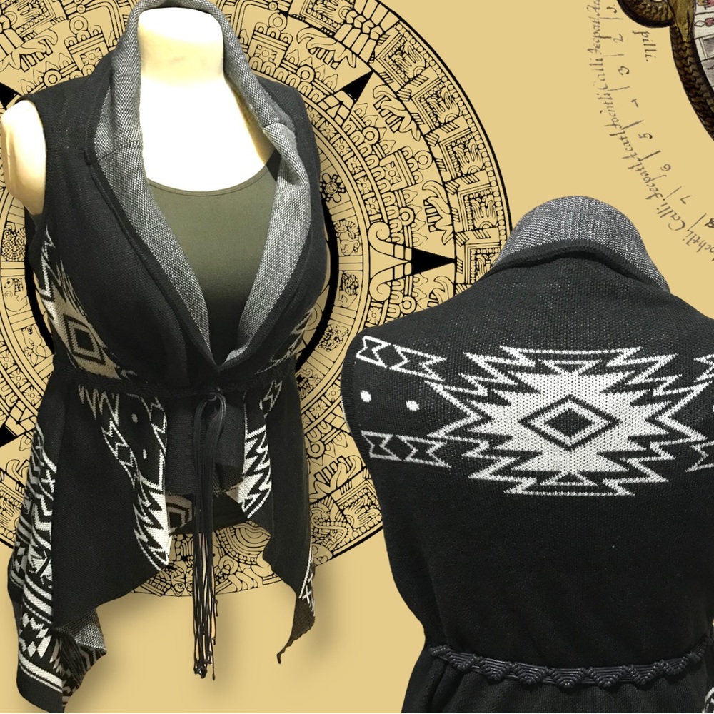 Oversized Open Front Tribal Print Pattern Waterfa… - image 5